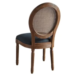 Kirkland's Home Dining Chairs-Navy And Brown Cane Oval Back Dining Chair