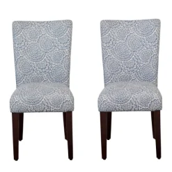 Kirkland's Home Dining Chairs-Navy And Cream Floral Parsons Chairs, Set Of 2