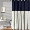 Kirkland's Home Shower Curtains-Navy And White Button Accent Linen Shower Curtain
