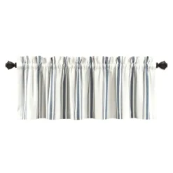 Kirkland's Home Curtains & Drapes-Navy And White Farmhouse Stripe Valance