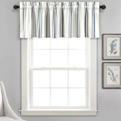Kirkland's Home Curtains & Drapes-Navy And White Farmhouse Stripe Valance