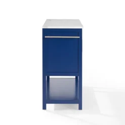 Kirkland's Home Kitchen Islands & Bar Carts-Navy And White Marble Top Kitchen Island