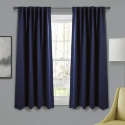 Kirkland's Home Curtains & Drapes-Navy Back Tab Blackout Curtain Panel Set, 63 In.