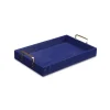Kirkland's Home Decorative Trays-Navy Blue Wood Tray With Gold Handles