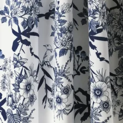 Kirkland's Home Curtains & Drapes-Navy Botanical Garden Curtain Panel Set, 95 In.