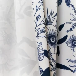 Kirkland's Home Curtains & Drapes-Navy Botanical Garden Curtain Panel Set, 95 In.