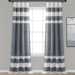 Kirkland's Home Curtains & Drapes-Navy Cape Cod Stripe Curtain Panel Set, 84 In.