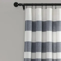 Kirkland's Home Curtains & Drapes-Navy Cape Cod Stripe Curtain Panel Set, 84 In.