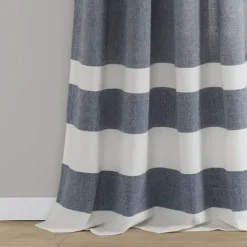 Kirkland's Home Curtains & Drapes-Navy Cape Cod Stripe Curtain Panel Set, 84 In.