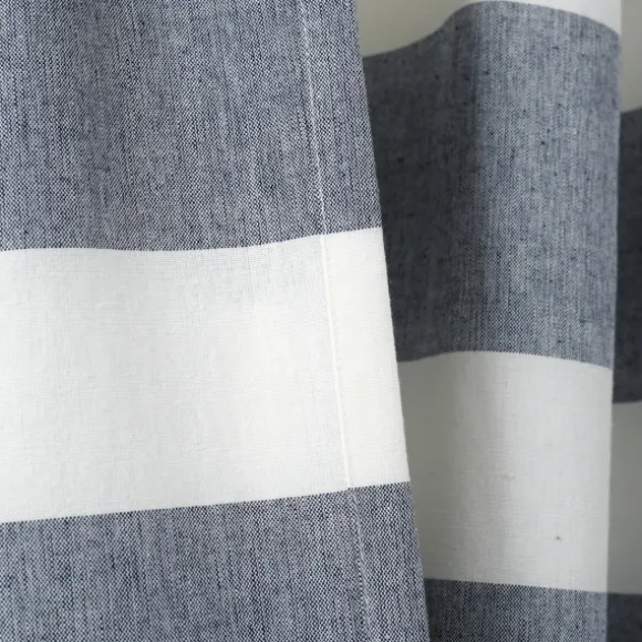 Kirkland's Home Curtains & Drapes-Navy Cape Cod Stripe Curtain Panel Set, 84 In.