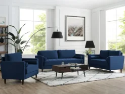 Kirkland's Home Sofas & Loveseats-Navy Chelsea Modern Loveseat