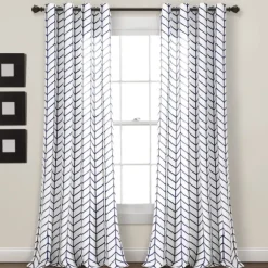Kirkland's Home Curtains & Drapes-Navy Chevron 2-Pc. Panel Curtain Set, 84 In.