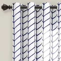 Kirkland's Home Curtains & Drapes-Navy Chevron 2-Pc. Panel Curtain Set, 84 In.
