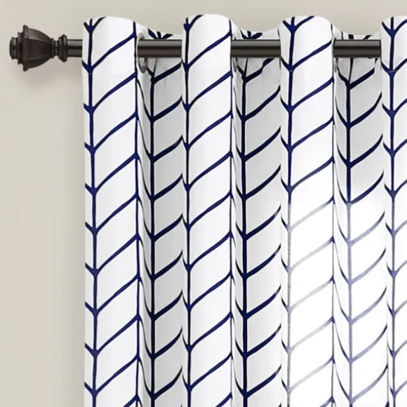 Kirkland's Home Curtains & Drapes-Navy Chevron 2-Pc. Panel Curtain Set, 84 In.