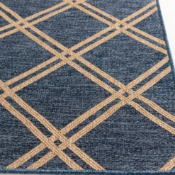 Kirkland's Home Outdoor Rugs-Navy Diamond Indoor/Outdoor Area Rug, 5X7