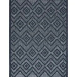 Kirkland's Home Outdoor Rugs-Navy Diamond Indoor/Outdoor Area Rug, 6X9