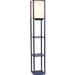 Kirkland's Home Floor Lamps-Navy Etagere Shelf Charging Floor Lamp