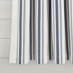 Kirkland's Home Curtains & Drapes-Navy Farmhouse Stripe Curtain Panels, Set Of 2
