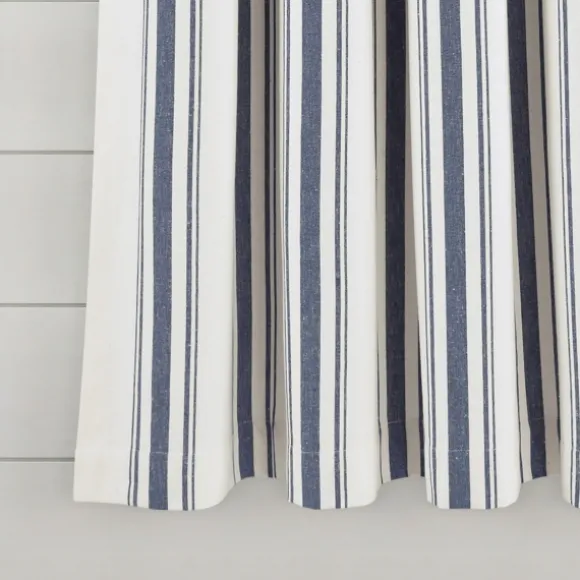 Kirkland's Home Curtains & Drapes-Navy Farmhouse Stripe Curtain Panels, Set Of 2