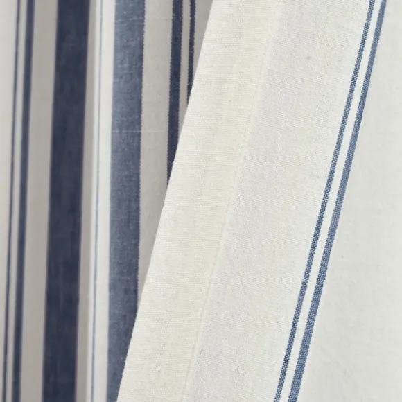 Kirkland's Home Curtains & Drapes-Navy Farmhouse Stripe Curtain Panels, Set Of 2