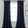 Kirkland's Home Curtains & Drapes-Navy Faux Linen Curtain Panel Set, 84 In.