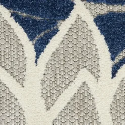 Kirkland's Home Outdoor Rugs-Navy Floral Burst Round Outdoor Area Rug, 7X7