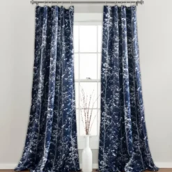 Kirkland's Home Curtains & Drapes-Navy Forest Curtain Panel Set, 84 In.