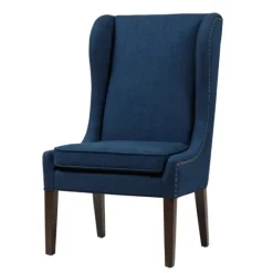 Kirkland's Home Dining Chairs-Navy High Wingback Nailhead Trim Dining Chair