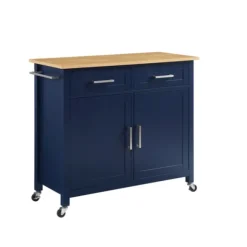 Kirkland's Home Kitchen Islands & Bar Carts-Navy Industrial Kitchen Cart