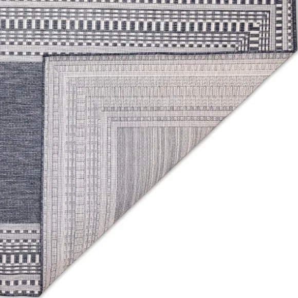 Kirkland's Home Outdoor Rugs-Navy Linear Macy Indoor/Outdoor Area Rug, 4X7