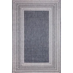 Kirkland's Home Outdoor Rugs-Navy Linear Macy Indoor/Outdoor Area Rug, 7X9