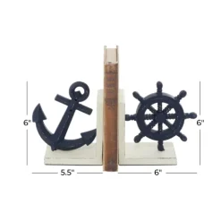 Kirkland's Home Decorative Accents-Navy Metal Coastal Bookends, Set Of 2