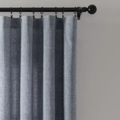 Kirkland's Home Curtains & Drapes-Navy Nantucket Fringe Curtain Panel Set, 95 In.