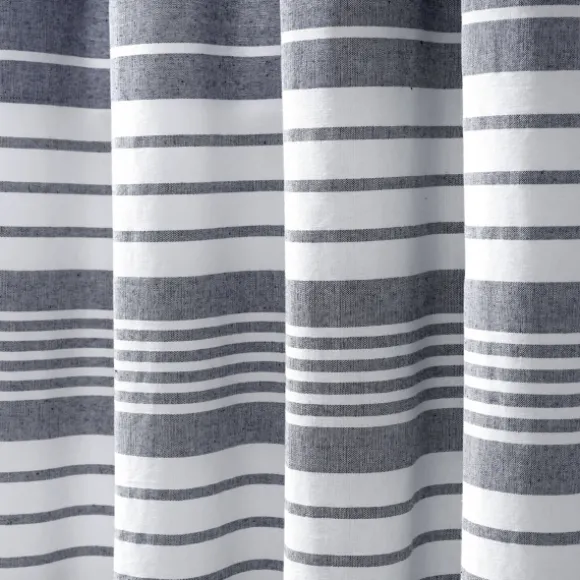 Kirkland's Home Curtains & Drapes-Navy Nantucket Fringe Curtain Panel Set, 95 In.