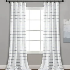 Kirkland's Home Curtains & Drapes-Navy Ombre Stripe Curtain Panel Set, 84 In.