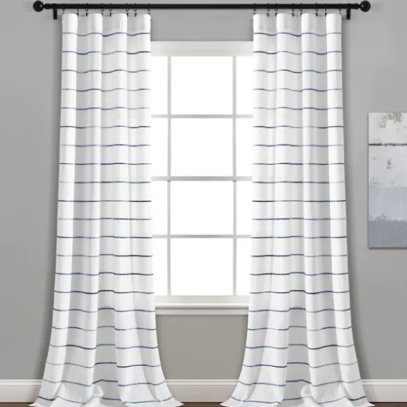 Kirkland's Home Curtains & Drapes-Navy Ombre Stripe Curtain Panel Set, 95 In.