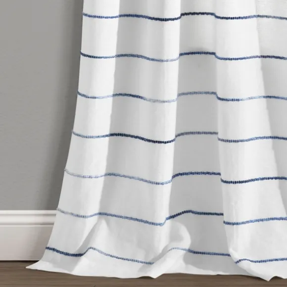 Kirkland's Home Curtains & Drapes-Navy Ombre Stripe Curtain Panel Set, 95 In.
