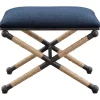 Kirkland's Home Benches & Ottomans-Navy Seat And Black Metal Ottoman