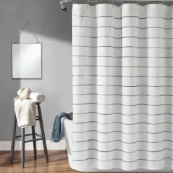 Kirkland's Home Shower Curtains-Navy Stripe Ombre Shower Curtain