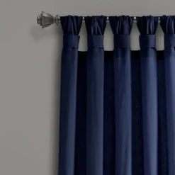 Kirkland's Home Curtains & Drapes-Navy Top Knotted Burlap Curtain Panel Set, 95 In.