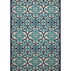 Kirkland's Home Outdoor Rugs-Navy Trellis Outdoor Area Rug, 7X10