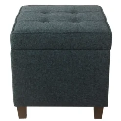 Kirkland's Home Benches & Ottomans-Navy Tufted Upholstered Storage Ottoman