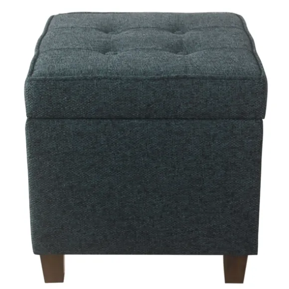 Kirkland's Home Benches & Ottomans-Navy Tufted Upholstered Storage Ottoman