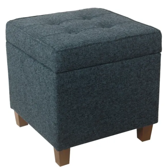 Kirkland's Home Benches & Ottomans-Navy Tufted Upholstered Storage Ottoman