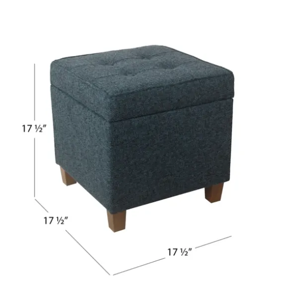 Kirkland's Home Benches & Ottomans-Navy Tufted Upholstered Storage Ottoman