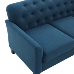Kirkland's Home Sofas & Loveseats-Navy Upholstered Button Tufted Loveseat