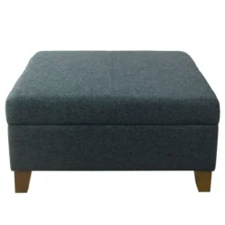 Kirkland's Home Benches & Ottomans-Navy Upholstered Square Storage Ottoman