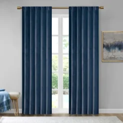 Kirkland's Home Curtains & Drapes-Navy Velvet Greta Curtain Panel Set, 84 In.