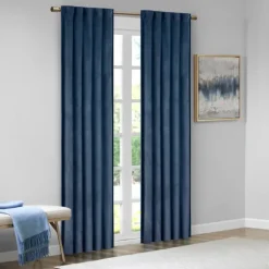 Kirkland's Home Curtains & Drapes-Navy Velvet Greta Curtain Panel Set, 84 In.