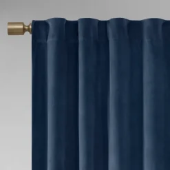 Kirkland's Home Curtains & Drapes-Navy Velvet Greta Curtain Panel Set, 95 In.